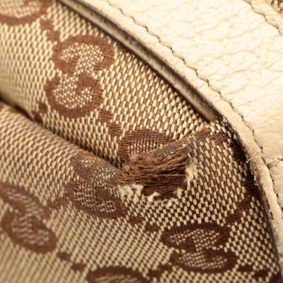 Gucci Shoulder Tote Bag in Tan GG Canvas with Leather Trim - Picture 15 of 15